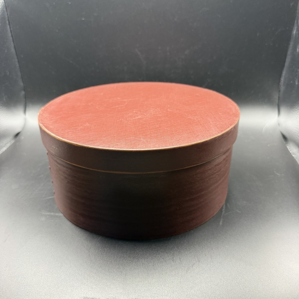 BURGUNDY  SHAKER ‎ 3 FINGER BAND ROUND BENTWOOD PANTRY BOX  7 3/4"